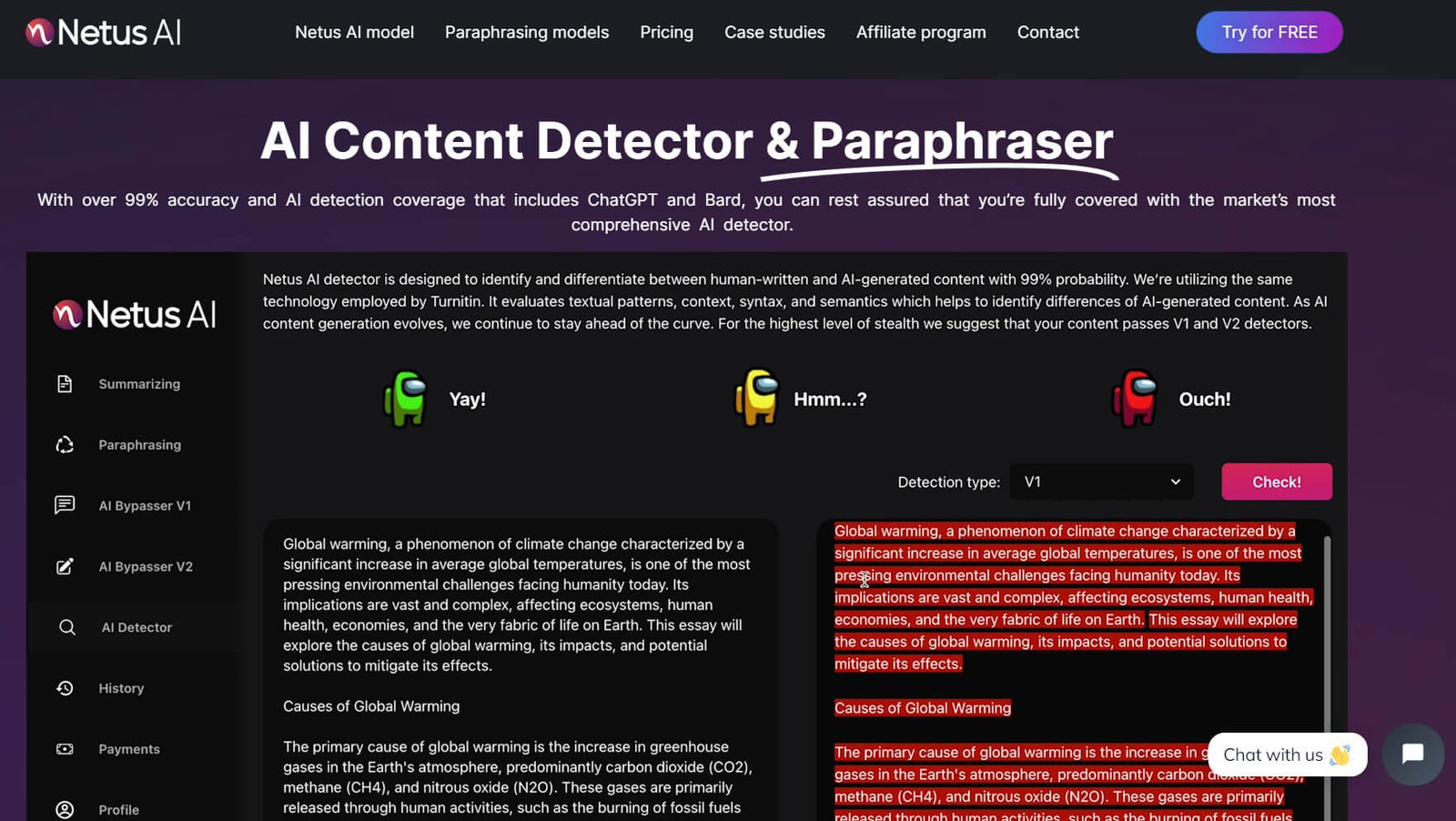 Netus AI homepage