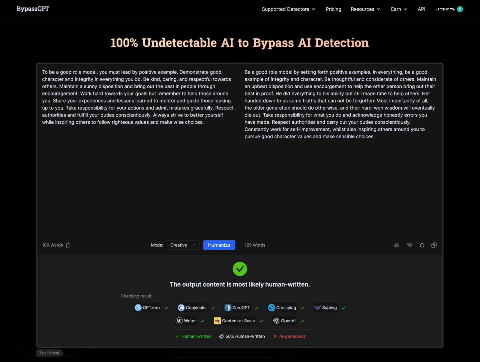 bypassgpt accuracy test
